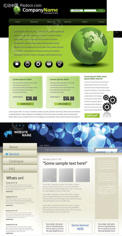 三款优质商务网页界面设计矢量素材 赋能高效网站建设